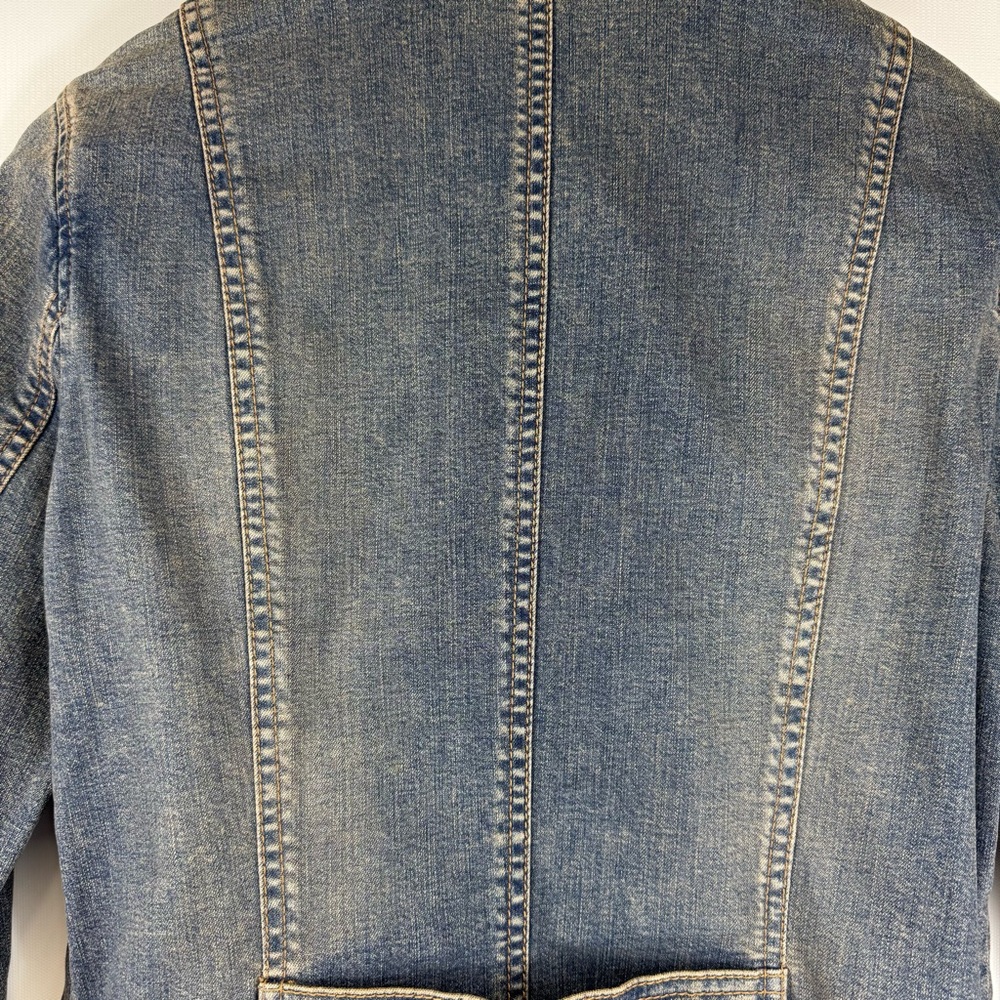 Vintage denim tailored blazer w stretch y2k Nordstrom classiques entier M Petite - Picture 10 of 17